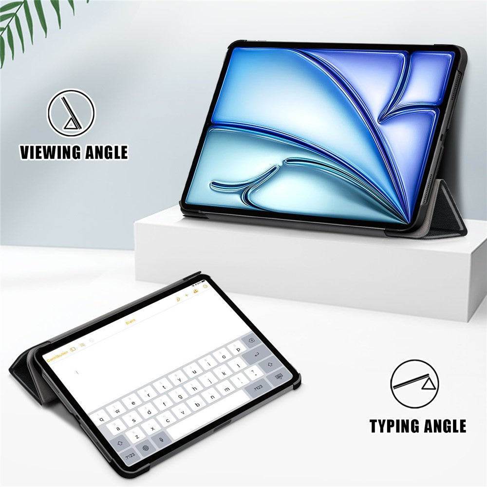 PU-läderfodral med vikfunktion och stativ iPad Air 11 Rosa