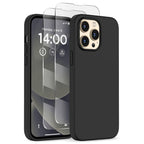 MagSafe-silikonskal med dubbla skärmskydd iPhone 15 Pro Max Svart