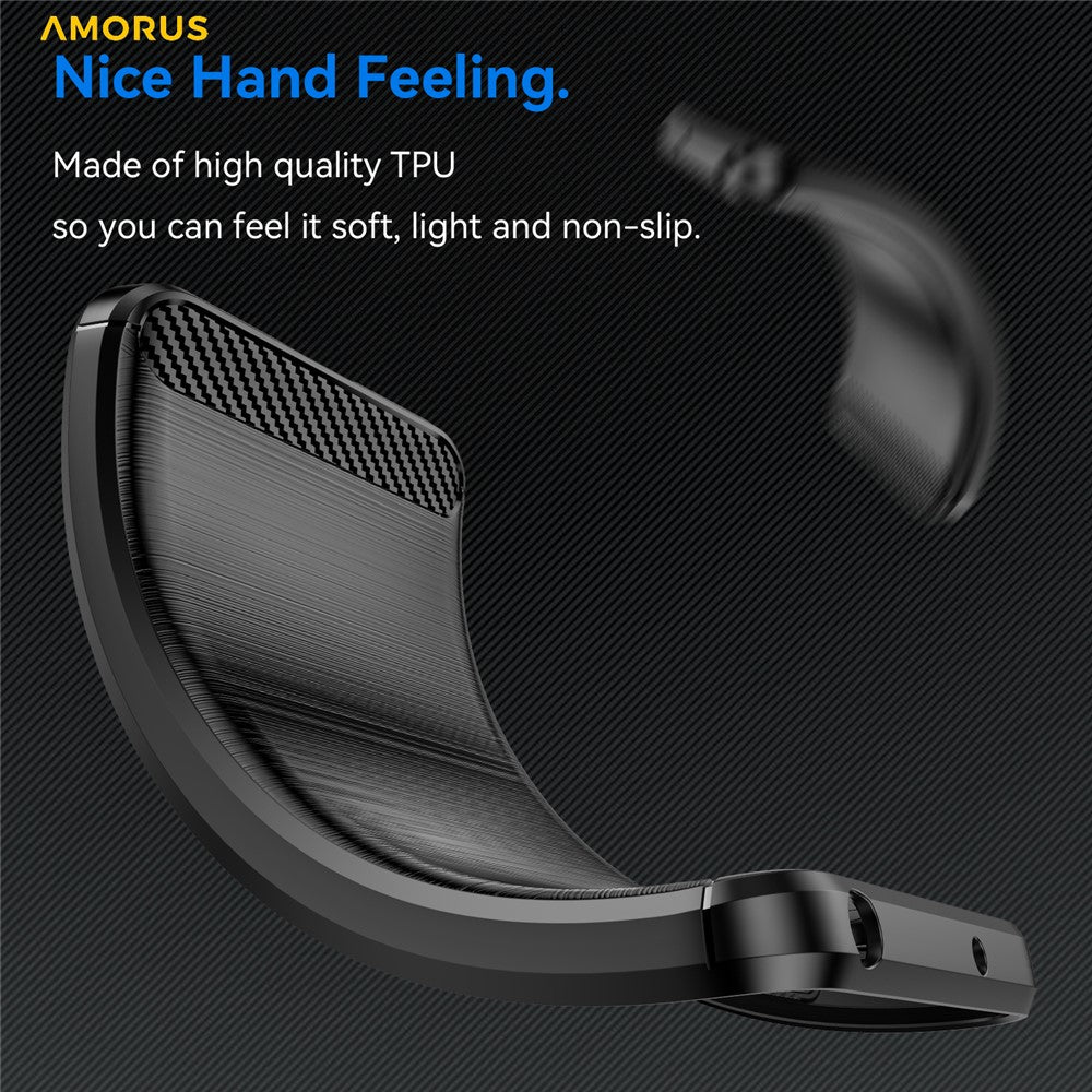 Kolfibermönstrat borstat skyddsskal iPhone 15 Plus Röd