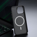 MagSafe-skal i TPU och PU-läder med tunn passform iPhone 15 Pro Grå