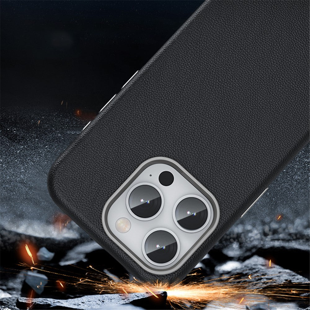 MagSafe-skal i TPU och PU-läder med tunn passform iPhone 15 Pro Blå