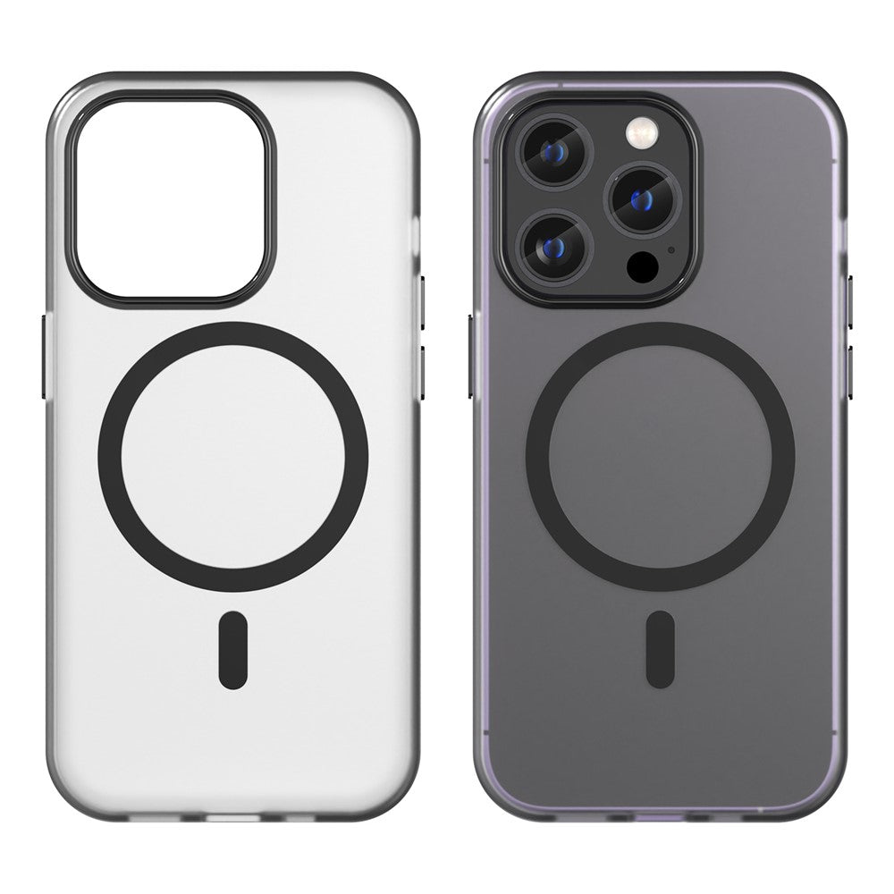 Magnetiskt matt MagSafe-skal med transparent baksida iPhone 14 Pro Max Vit