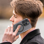 Magnetiskt matt MagSafe-skal med transparent baksida iPhone 14 Pro Max Neongrön