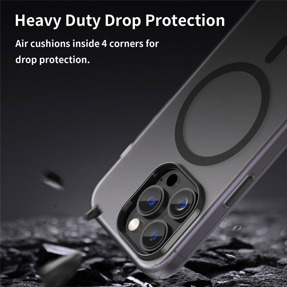 Magnetiskt matt MagSafe-skal med transparent baksida iPhone 14 Pro Max Röd