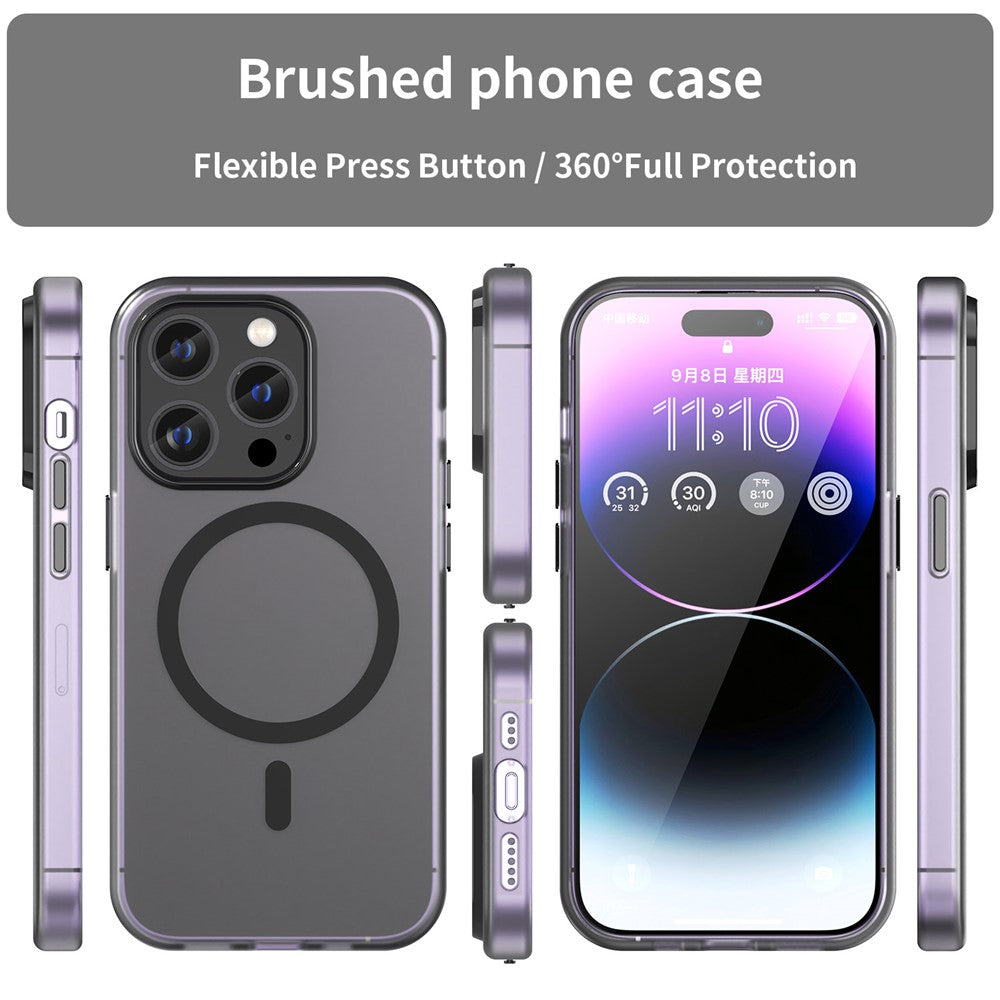 Magnetiskt matt MagSafe-skal med transparent baksida iPhone 14 Pro Max Orange