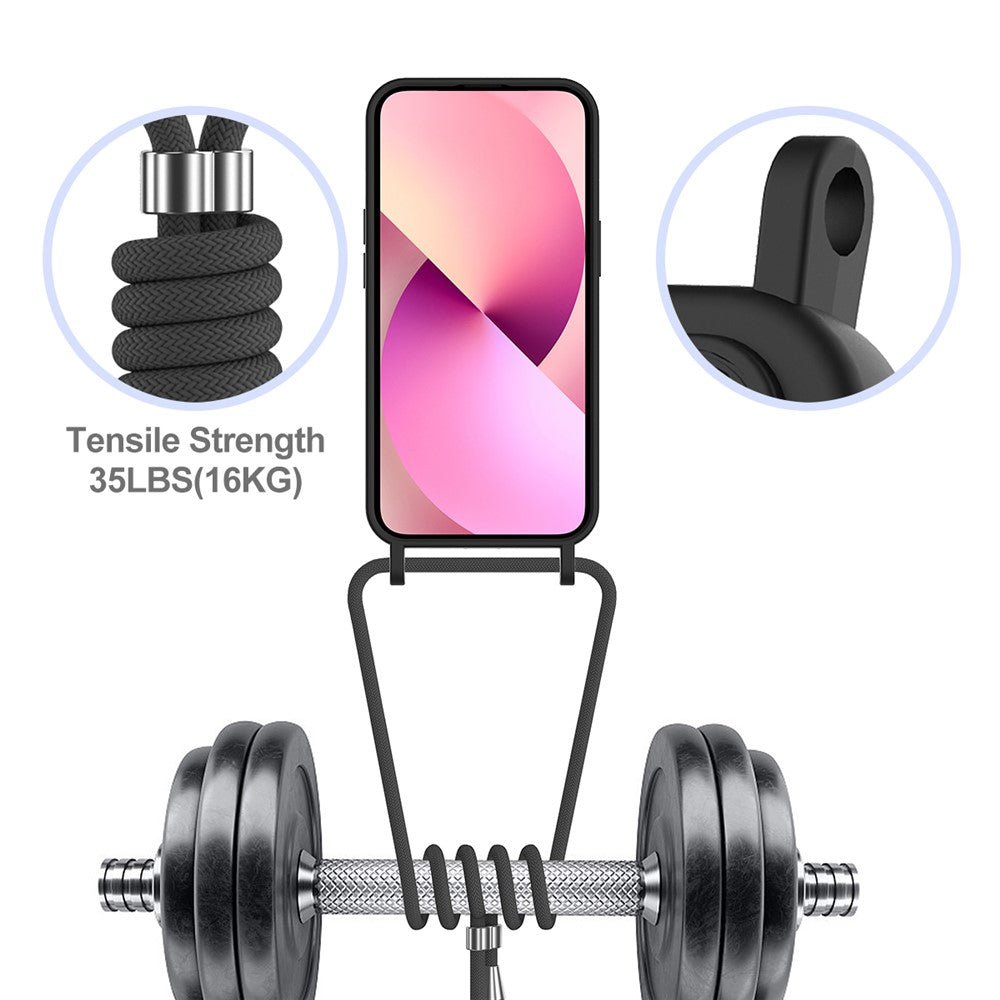 Silikonskal med snodd och stötdämpning iPhone 14 Plus Röd