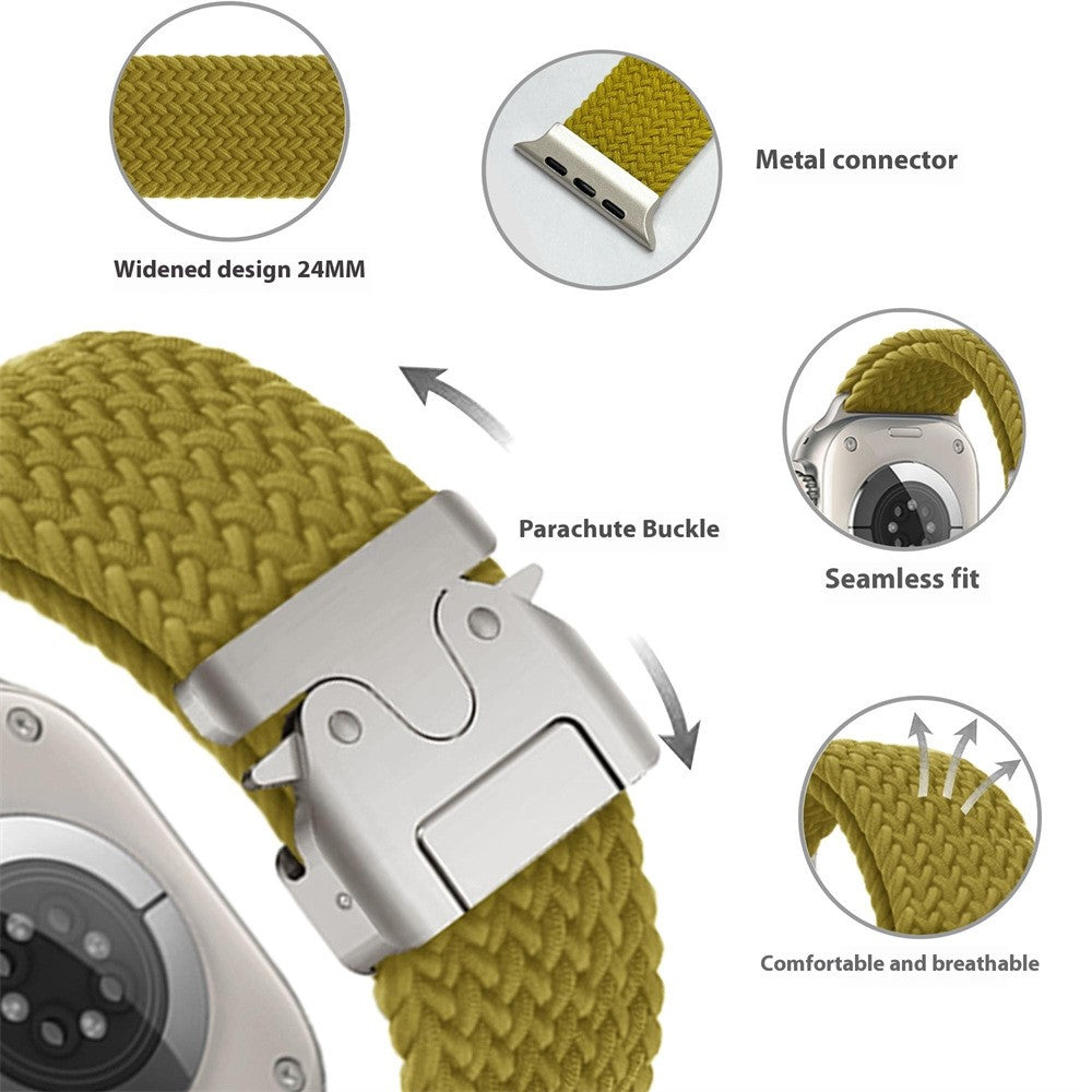 Flätat nylonarmband med fallskärms­spänne Apple Watch SE 40 mm, Apple Watch Series 1 38 mm, Apple Watch Series 10 42 mm, Apple Watch Series 11 42 mm, Apple Watch Series 2 38 mm, Apple Watch Series 3 38 mm, Apple Watch Series 4 40 mm, Apple Watch Series 5 40 mm, Apple Watch Series 6 40 mm, Apple Watch Series 7 41 mm, Apple Watch Series 8 41 mm, Apple Watch Series 9 41 mm Sjögrön