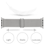 Vävt polyesterarmband med justerbar passform Apple Watch SE 40 mm, Apple Watch Series 1 38 mm, Apple Watch Series 10 42 mm, Apple Watch Series 11 42 mm, Apple Watch Series 2 38 mm, Apple Watch Series 3 38 mm, Apple Watch Series 4 40 mm, Apple Watch Series 5 40 mm, Apple Watch Series 6 40 mm, Apple Watch Series 7 41 mm, Apple Watch Series 8 41 mm Grå