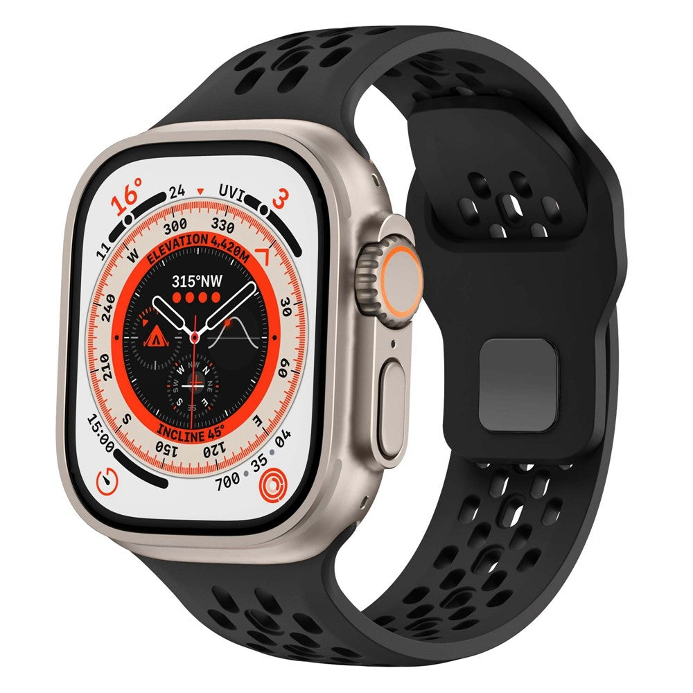 Silikonarmband med håldesign Apple Watch SE 40 mm, Apple Watch Series 1 38 mm, Apple Watch Series 10 42 mm, Apple Watch Series 11 42 mm, Apple Watch Series 2 38 mm, Apple Watch Series 3 38 mm, Apple Watch Series 4 40 mm, Apple Watch Series 5 40 mm, Apple Watch Series 6 40 mm, Apple Watch Series 7 41 mm, Apple Watch Series 8 41 mm, Apple Watch Series 9 41 mm Midnattsblå