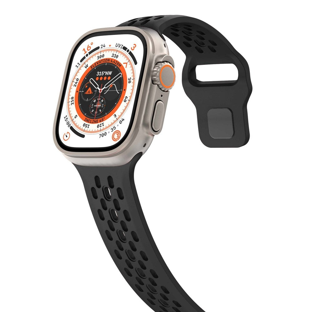 Silikonarmband med håldesign Apple Watch SE 40 mm, Apple Watch Series 1 38 mm, Apple Watch Series 10 42 mm, Apple Watch Series 11 42 mm, Apple Watch Series 2 38 mm, Apple Watch Series 3 38 mm, Apple Watch Series 4 40 mm, Apple Watch Series 5 40 mm, Apple Watch Series 6 40 mm, Apple Watch Series 7 41 mm, Apple Watch Series 8 41 mm, Apple Watch Series 9 41 mm Svart