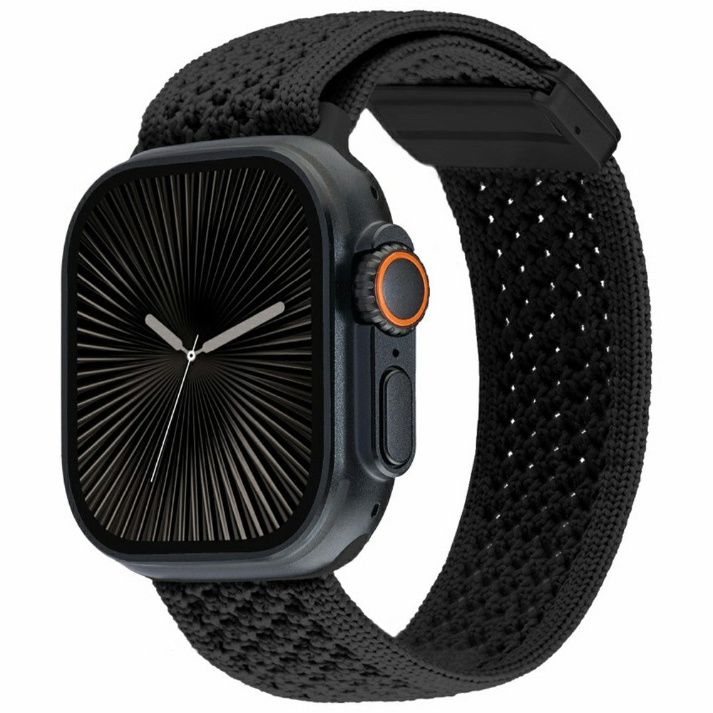 Andningsbart vävt nylonarmband Apple Watch SE 44 mm, Apple Watch Series 1 42 mm, Apple Watch Series 10 46 mm, Apple Watch Series 11 46 mm, Apple Watch Series 2 42 mm, Apple Watch Series 3 42 mm, Apple Watch Series 4 44 mm, Apple Watch Series 5 44 mm, Apple Watch Series 6 44 mm, Apple Watch Series 7 45 mm, Apple Watch Series 8 45 mm, Apple Watch Series 9 45 mm, Apple Watch Ultra 2 49 mm, Apple Watch Ultra 3 49 mm Vinröd