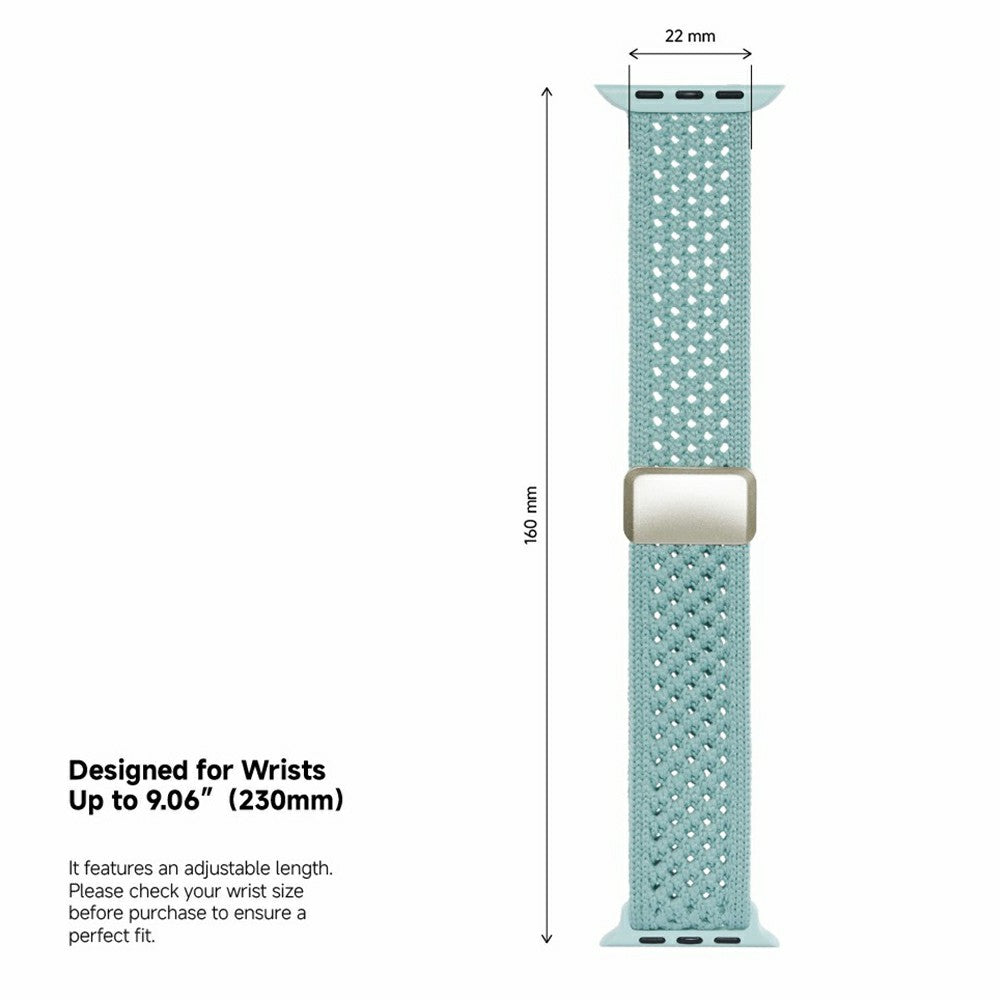 Andningsbart vävt nylonarmband Apple Watch SE 44 mm, Apple Watch Series 1 42 mm, Apple Watch Series 10 46 mm, Apple Watch Series 11 46 mm, Apple Watch Series 2 42 mm, Apple Watch Series 3 42 mm, Apple Watch Series 4 44 mm, Apple Watch Series 5 44 mm, Apple Watch Series 6 44 mm, Apple Watch Series 7 45 mm, Apple Watch Series 8 45 mm, Apple Watch Series 9 45 mm, Apple Watch Ultra 2 49 mm, Apple Watch Ultra 3 49 mm Stjärnljus