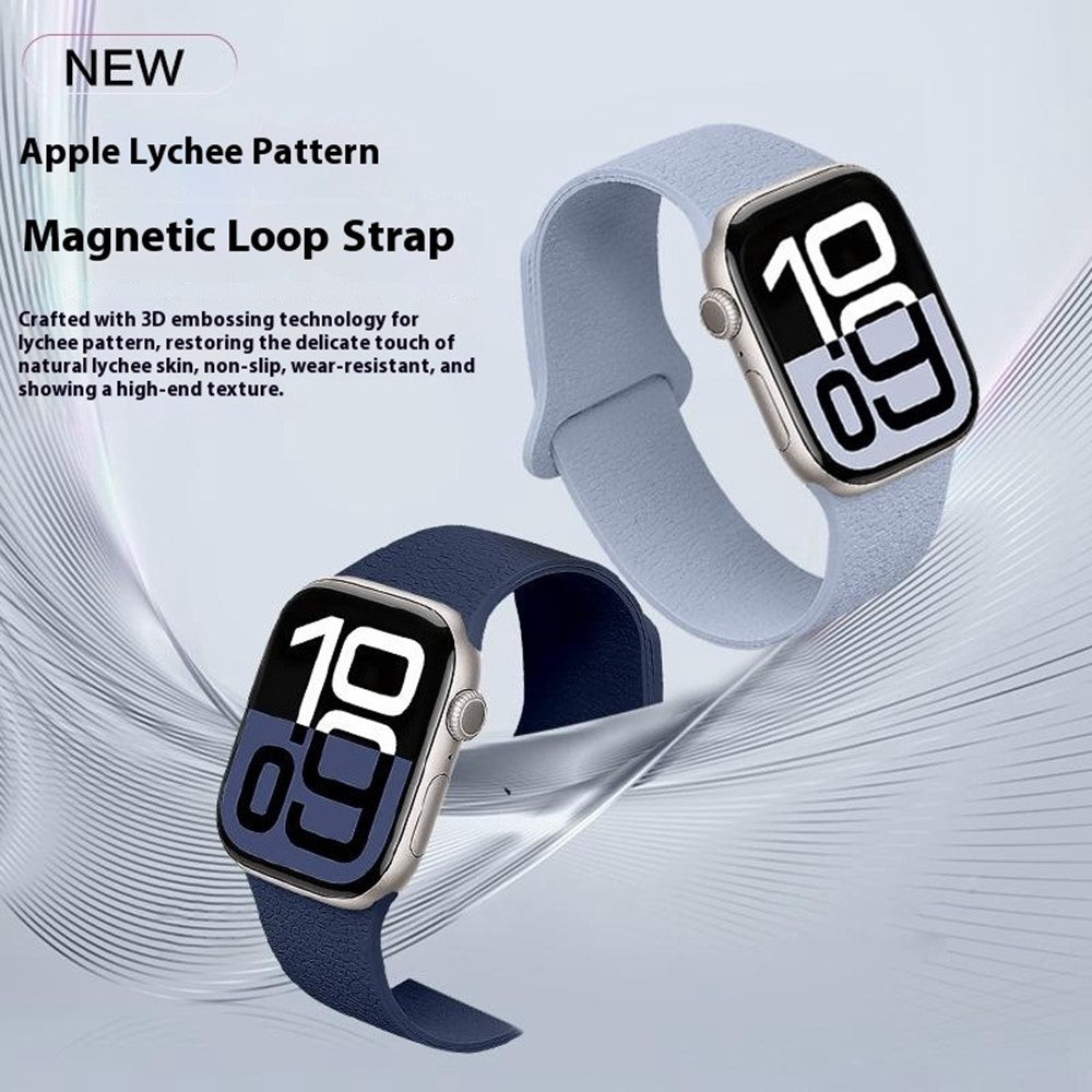 Magnetiskt silikonarmband med lyxig textur Apple Watch SE 44 mm, Apple Watch Series 1 42 mm, Apple Watch Series 10 46 mm, Apple Watch Series 11 46 mm, Apple Watch Series 2 42 mm, Apple Watch Series 3 42 mm, Apple Watch Series 4 44 mm, Apple Watch Series 5 44 mm, Apple Watch Series 6 44 mm, Apple Watch Series 7 45 mm, Apple Watch Series 8 45 mm, Apple Watch Series 9 45 mm, Apple Watch Ultra 2 49 mm, Apple Watch Ultra 3 49 mm Stjärnljus