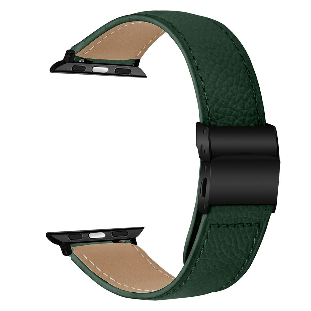 Läderarmband med svart fäste och klassisk spänne-Apple Watch-2 Form