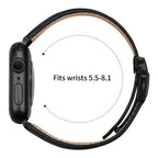 Läderarmband med svart fäste och klassisk spänne Apple Watch SE 44 mm, Apple Watch Series 1 42 mm, Apple Watch Series 10 46 mm, Apple Watch Series 11 46 mm, Apple Watch Series 2 42 mm, Apple Watch Series 3 42 mm, Apple Watch Series 4 44 mm, Apple Watch Series 5 44 mm, Apple Watch Series 6 44 mm, Apple Watch Series 7 45 mm, Apple Watch Series 8 45 mm, Apple Watch Series 9 45 mm, Apple Watch Ultra 2 49 mm, Apple Watch Ultra 3 49 mm Rosa