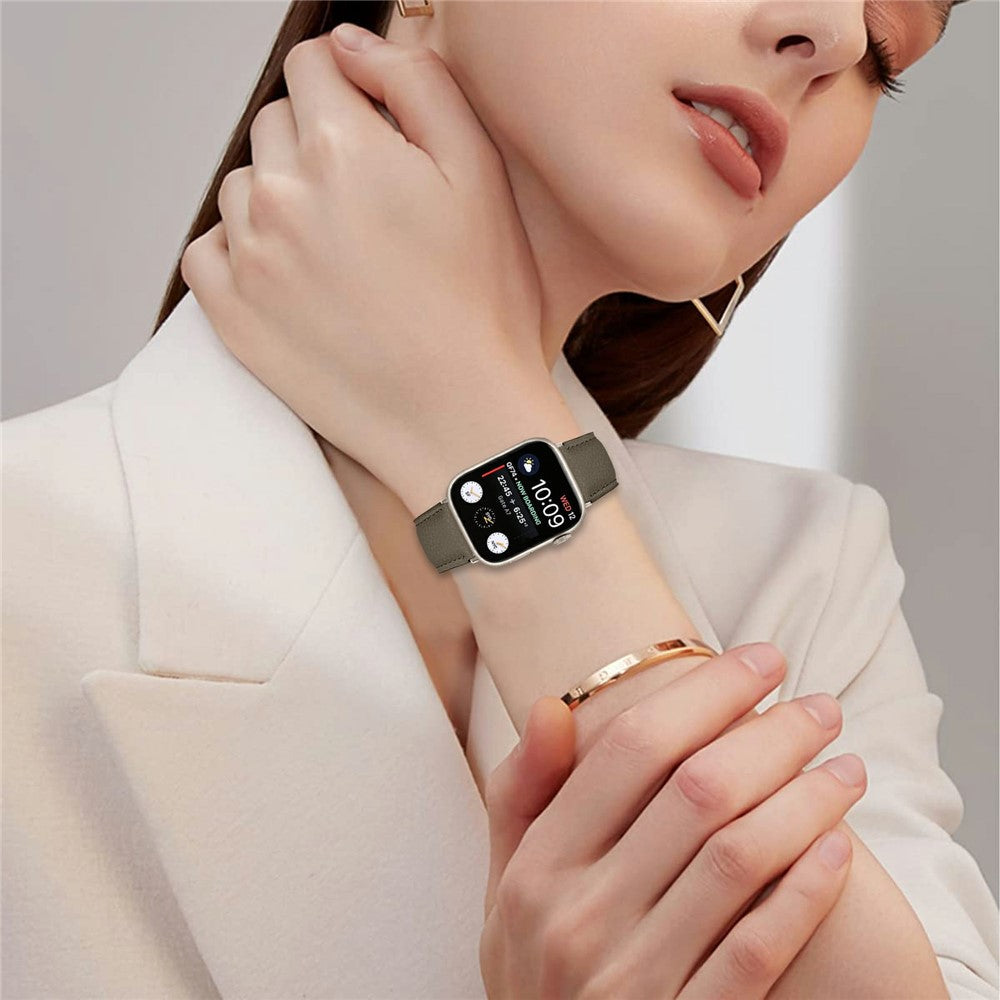 Läderarmband med stjärnljusfäste Apple Watch SE 44 mm, Apple Watch Series 1 42 mm, Apple Watch Series 10 46 mm, Apple Watch Series 11 46 mm, Apple Watch Series 2 42 mm, Apple Watch Series 3 42 mm, Apple Watch Series 4 44 mm, Apple Watch Series 5 44 mm, Apple Watch Series 6 44 mm, Apple Watch Series 7 45 mm, Apple Watch Series 8 45 mm, Apple Watch Series 9 45 mm, Apple Watch Ultra 2 49 mm, Apple Watch Ultra 3 49 mm Beige