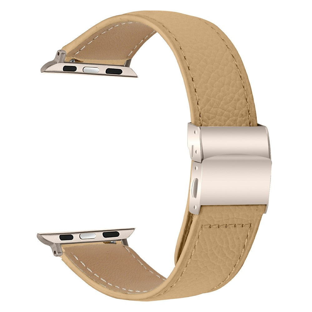Läderarmband med stjärnljusfäste Apple Watch SE 44 mm, Apple Watch Series 1 42 mm, Apple Watch Series 10 46 mm, Apple Watch Series 11 46 mm, Apple Watch Series 2 42 mm, Apple Watch Series 3 42 mm, Apple Watch Series 4 44 mm, Apple Watch Series 5 44 mm, Apple Watch Series 6 44 mm, Apple Watch Series 7 45 mm, Apple Watch Series 8 45 mm, Apple Watch Series 9 45 mm, Apple Watch Ultra 2 49 mm, Apple Watch Ultra 3 49 mm Sandbrun
