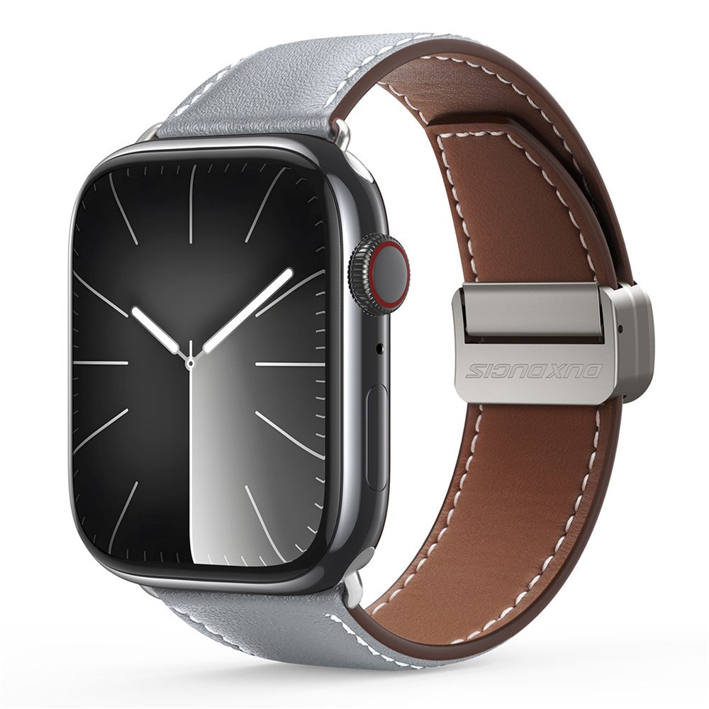 Läderarmband imed elegant finish Apple Watch SE 40 mm, Apple Watch Series 1 38 mm, Apple Watch Series 10 42 mm, Apple Watch Series 11 42 mm, Apple Watch Series 2 38 mm, Apple Watch Series 3 38 mm, Apple Watch Series 4 40 mm, Apple Watch Series 5 40 mm, Apple Watch Series 6 40 mm, Apple Watch Series 7 41 mm, Apple Watch Series 8 41 mm Grå