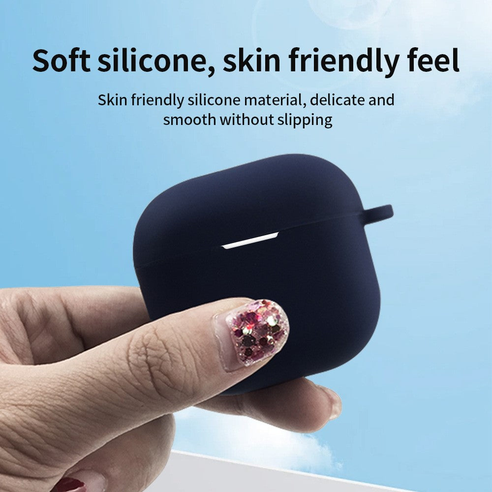 Silikonfodral med integrerat skydd och krok AirPods 4 Midnattsblå