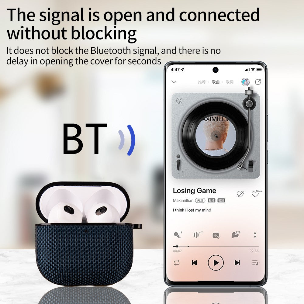 Vävt PC-fodral med karbinhake AirPods 4 Röd